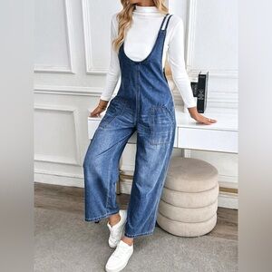 SHEIN Chic Denim Jumpsuit Minimal and Comfy Womens Medium